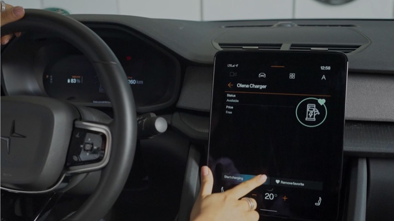 HeyCharge Android Automotive OS integration showing charger access from car infotainment screen